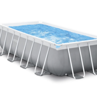 Piscina Estructural Rectangular INTEX Prism Frame, 4m x 2m x 1.22m, 8.418L, con Bomba y Escalera